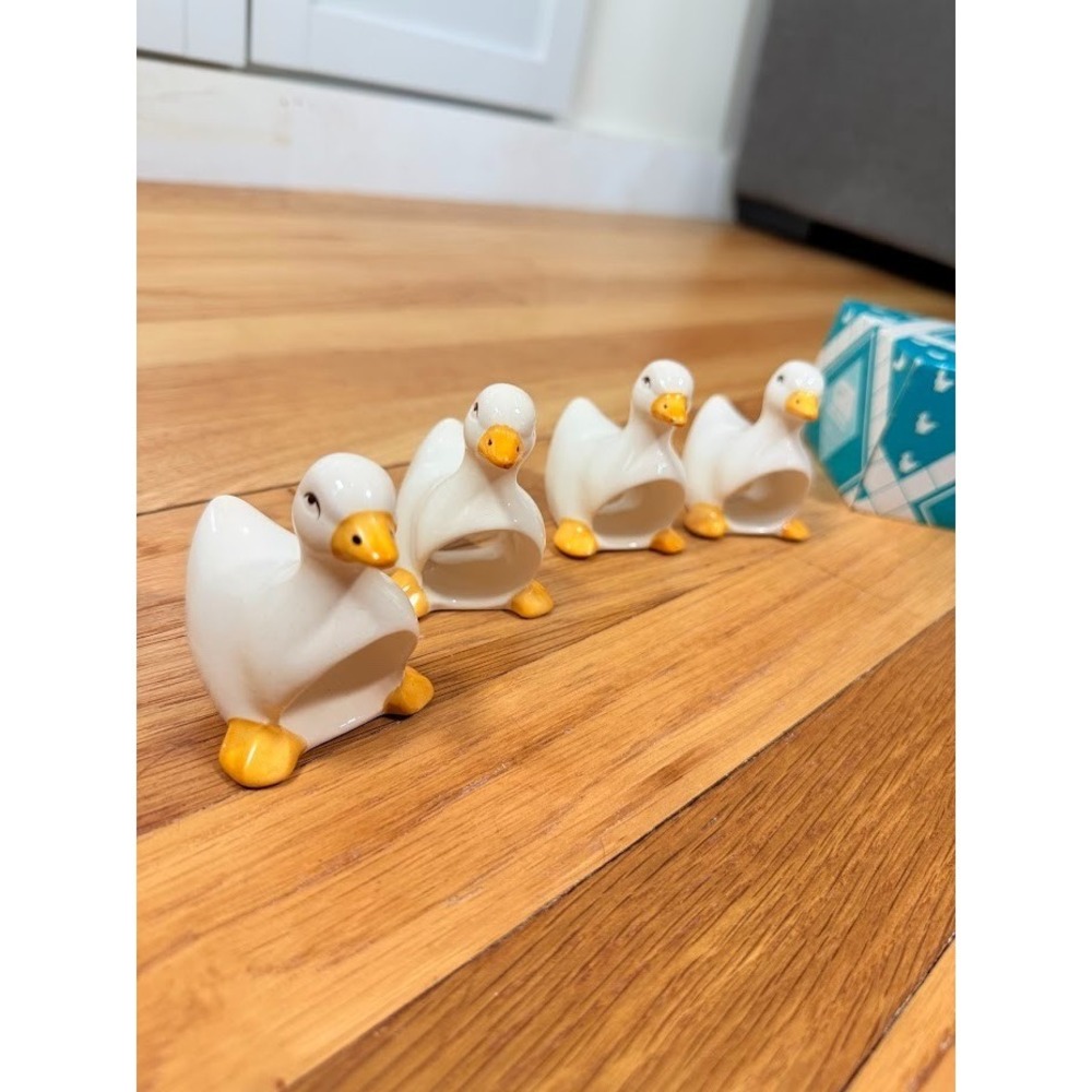 Vintage Duck Goose Napkin Rings Ron Gordon 80s Ceramic Napkin Holders Set Of 4 - Picture 3 of 8